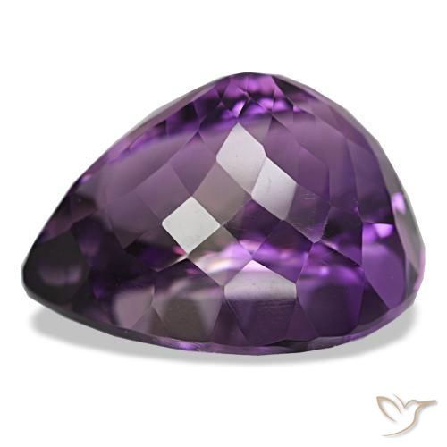 Ametista Medium Dark-Violet Natural 32.61ct, Formato de pêra, VVS