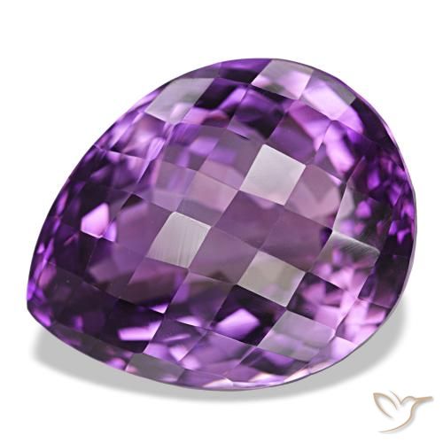 Ametista Violeta Púrpura Profundo Natural 34.04ct, Formato de pêra, VVS