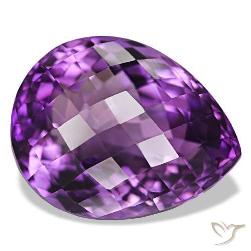 Ametista Violeta Púrpura Profundo Natural 34.04ct, Formato de pêra, VVS