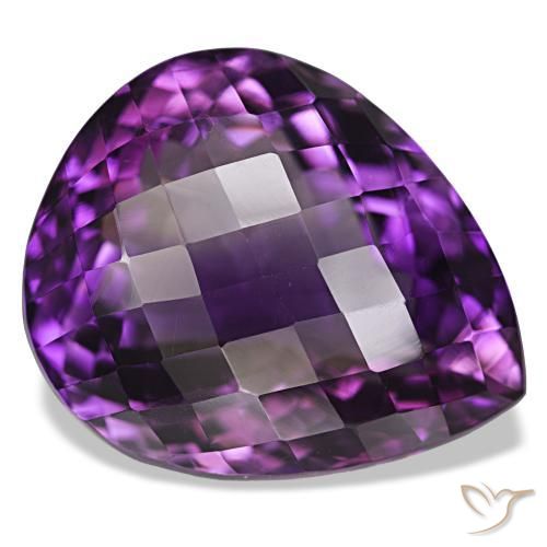 Ametista Violeta médio Natural 44.74ct, Formato de pêra, VVS