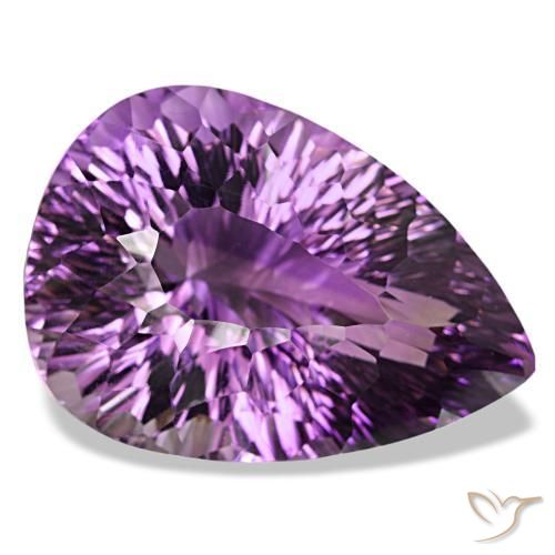 Ametista Violeta médio Natural 63,67ct, Formato de pêra, VS
