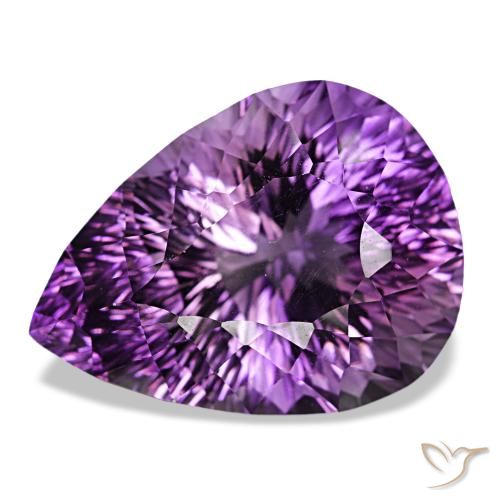 Ametista rosa violeta intenso natural 58,64ct, formato de pêra, VVS