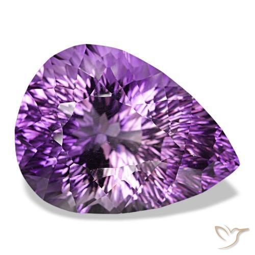 Ametista rosa violeta intenso natural 58,64ct, formato de pêra, VVS