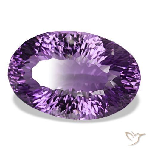 Ametista violeta médio natural 63,99ct, corte oval, VVS