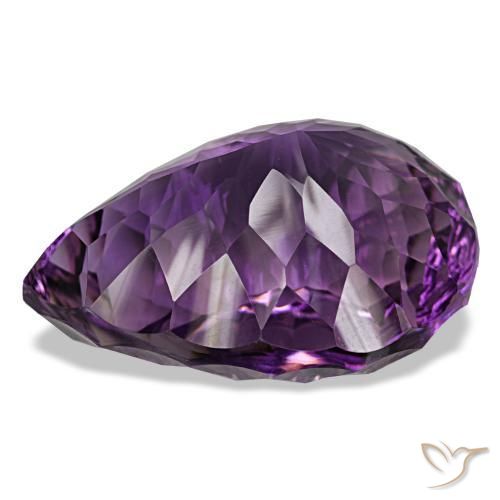 Ametista violeta avermelhado natural 79,49ct, formato de pêra, VVS