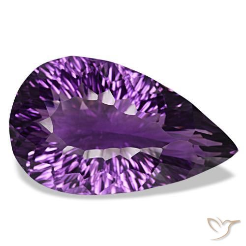 Ametista violeta escuro natural 82,05ct, formato de pêra, VVS