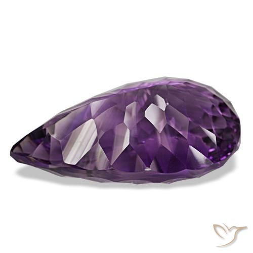 Ametista violeta escuro natural 82,05ct, formato de pêra, VVS
