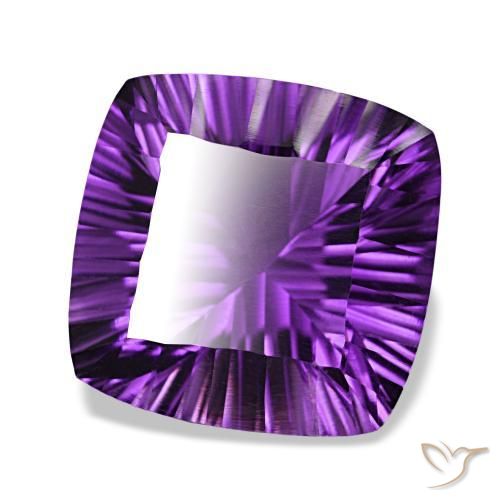 Ametista violeta intenso natural 21,29ct, almofada cortada, VVS-VS