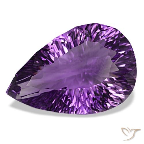 Ametista violeta púrpura profundo natural 61,81ct, formato de pêra, VVS