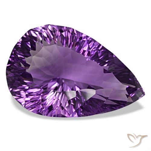 Ametista violeta púrpura profundo natural 61,81ct, formato de pêra, VVS