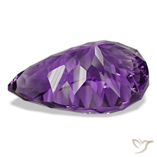 Ametista violeta púrpura profundo natural 61,81ct, formato de pêra, VVS