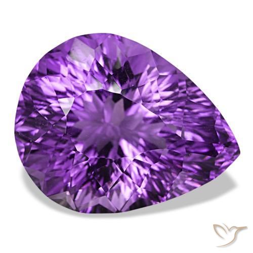 Ametista violeta vívido natural 26,81ct, formato de pêra, VS