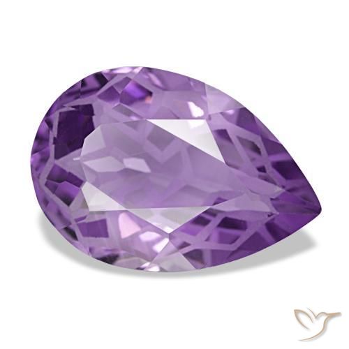 Ametista violeta natural 3,77ct, formato de pêra, VVS