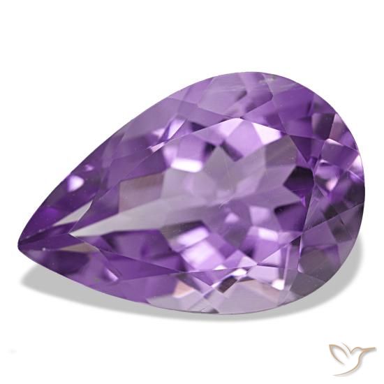 Ametista violeta natural 5,30ct, formato de pêra, VS