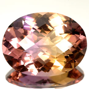 Ametrino bicolor natural 14,66ct, corte oval, VVS