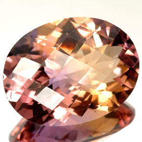 Ametrino bicolor natural 14,66ct, corte oval, VVS