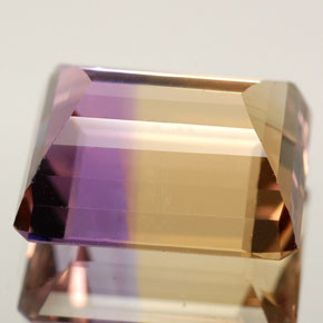 Ametrino bicolor natural 5,93ct, corte esmeralda, IF