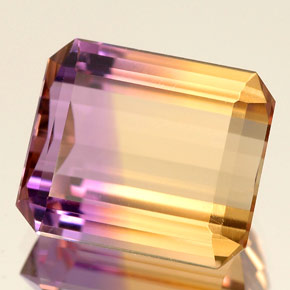 Ametrino bicolor natural 5,88ct, corte esmeralda, IF