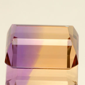 Ametrino bicolor natural 5,88ct, corte esmeralda, IF