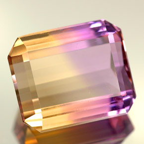 Ametrino bicolor natural 5,57ct, corte esmeralda, VVS-VS