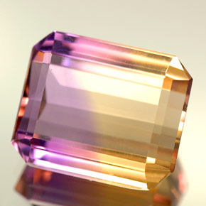 Ametrino bicolor natural 5,57ct, corte esmeralda, VVS-VS