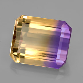 Ametrino bicolor natural 6,70ct, corte esmeralda, VS