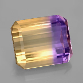 Ametrino bicolor natural 6,70ct, corte esmeralda, VS