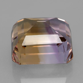 Ametrino bicolor natural 11,76ct, corte esmeralda, VVS