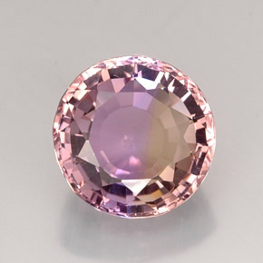 Ametrino bicolor natural 18,16ct, corte redondo, IF