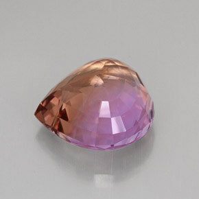 Ametrino bicolor natural 21,75ct, formato de pêra, VVS