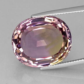 Ametrino bicolor natural 21,12ct, corte oval, VVS