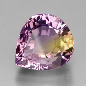 Ametrino bicolor natural 15,44ct, formato de pêra, IF
