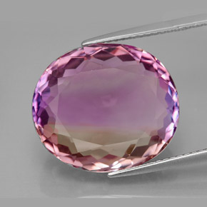 Ametrino bicolor natural 16,04ct, corte oval, IF