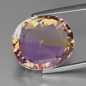 Ametrino bicolor natural 15,67ct, corte oval, IF