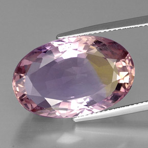 Ametrino bicolor natural 19,14ct, corte oval, VVS