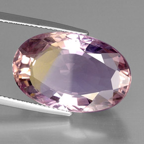 Ametrino bicolor natural 19,14ct, corte oval, VVS