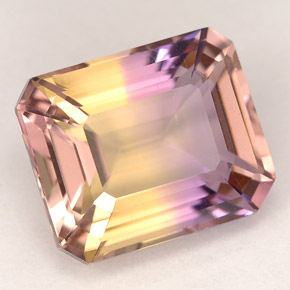 Ametrino bicolor natural 5,29ct, corte esmeralda, VVS
