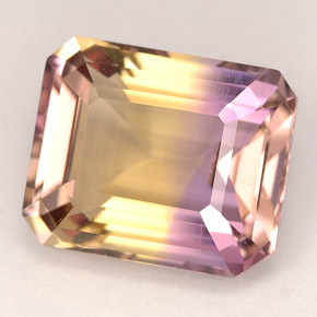 Ametrino bicolor natural 5,29ct, corte esmeralda, VVS