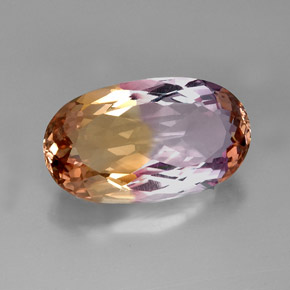 Ametrino bicolor natural 20,51ct, corte oval, IF