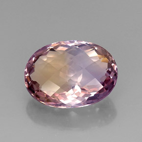 Ametrino bicolor natural 16,37ct, corte oval, VVS