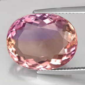 Ametrino bicolor natural 14,32ct, corte oval, VVS