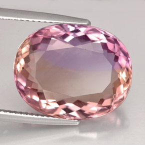 Ametrino bicolor natural 14,32ct, corte oval, VVS