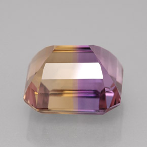 Ametrino bicolor natural 8,22ct, corte esmeralda, VVS