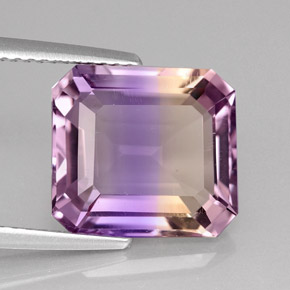 Ametrino bicolor natural 6,02ct, corte esmeralda, VVS