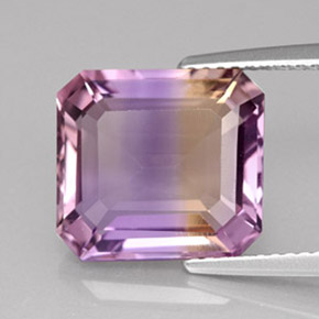Ametrino bicolor natural 6,02ct, corte esmeralda, VVS