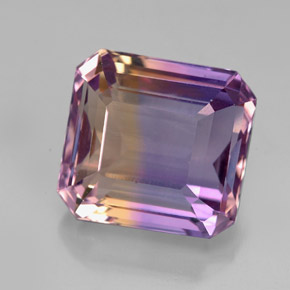 Ametrino bicolor natural 7,00ct, corte esmeralda, VVS