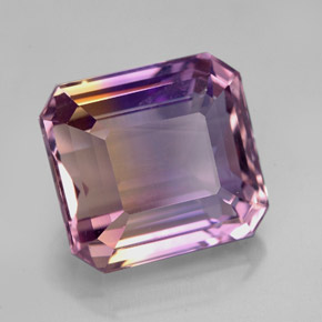 Ametrino bicolor natural 7,00ct, corte esmeralda, VVS