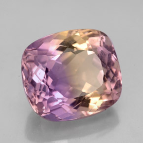 Ametrino bicolor natural 7,47ct, almofada cortada, VVS