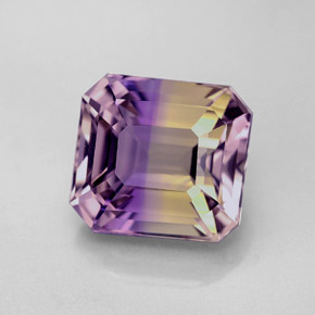 Ametrino bicolor natural 6,01ct, corte esmeralda, VVS