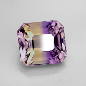 Ametrino bicolor natural 6,01ct, corte esmeralda, VVS